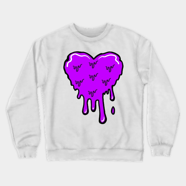 Purple Melting Acid Heart Crewneck Sweatshirt by HeavenlyTrashy